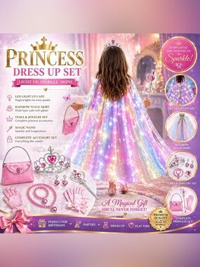 Prince Rainbow Light-Up Cape & Princess Accessory Set (Pink)